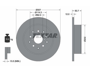 Диск тормозной задний для Lexus GS 300/400/430 1998-2004 новый