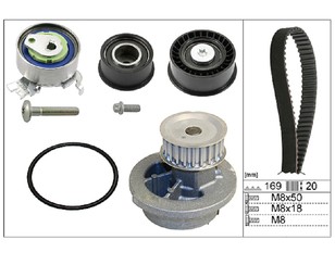 Насос водяной (помпа) + к-кт ремня ГРМ для Opel Tigra 1994-2000 новый