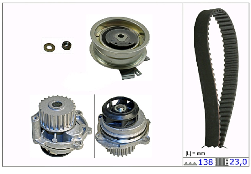 Насос водяной (помпа) + к-кт ремня ГРМ