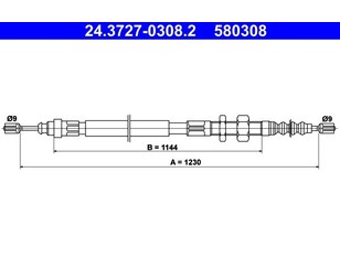 Трос стояночного тормоза правый для Citroen XM 1989-2000 новый