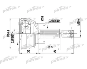 ШРУС наружный передний 22 для Opel Kadett E 1984-1992 новый