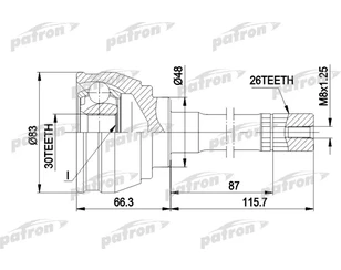 ШРУС наружный передний для Suzuki Grand Vitara 1998-2005 новый