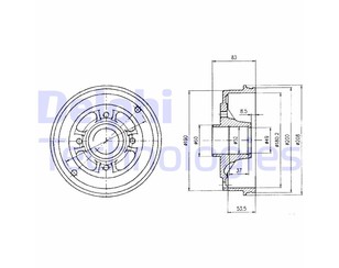 Барабан тормозной для Renault Super 5 1984-1996 новый