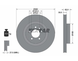 Диск тормозной передний вентилируемый для Land Rover Range Rover Sport 2005-2012 новый