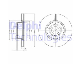 Диск тормозной передний вентилируемый для BMW X3 F25 2010-2017 новый