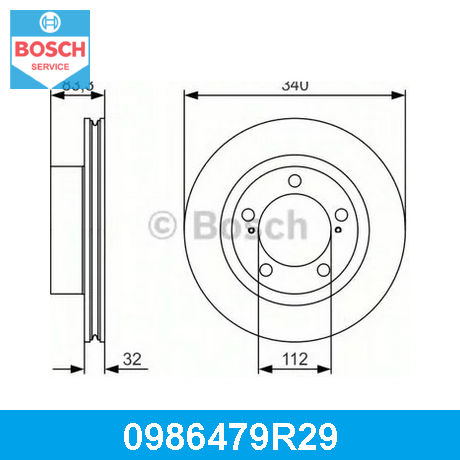 BOSCH Диск тормозной передний вентилируемый 5 отв.