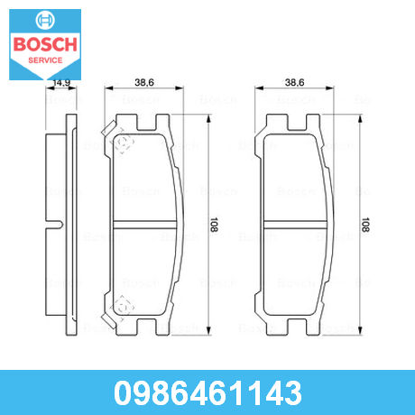 0986461143 BOSCH Колодки тормозные задние дисковые к-кт от ...