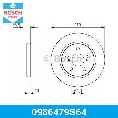 BOSCH Диск тормозной задний 5 отв.
