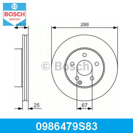 BOSCH Диск тормозной передний вентилируемый 5 отв.