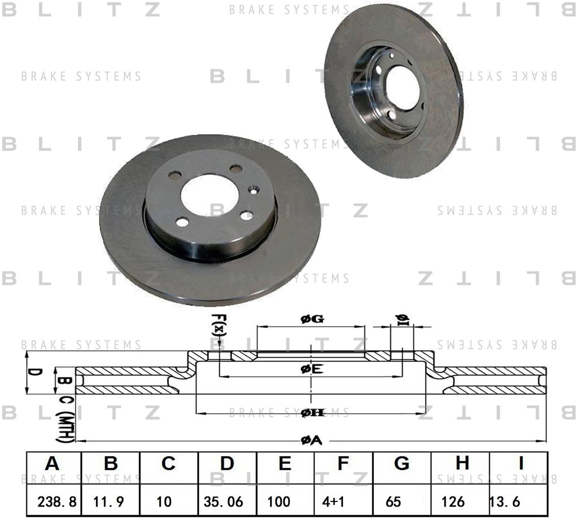 Диск тормозной передний не вентилируемый