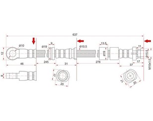 Шланг тормозной передний левый для Mitsubishi Outlander XL (CW) 2006-2012 новый