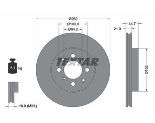 Диск тормозной передний вентилируемый для Honda Civic Aerodeck 1998-2000 новый