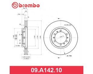 Диск тормозной передний вентилируемый для Mitsubishi L400 1994-2006 новый