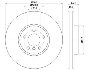 Диск тормозной передний вентилируемый правый для BMW 7-serie F01/F02 2008-2015 новый