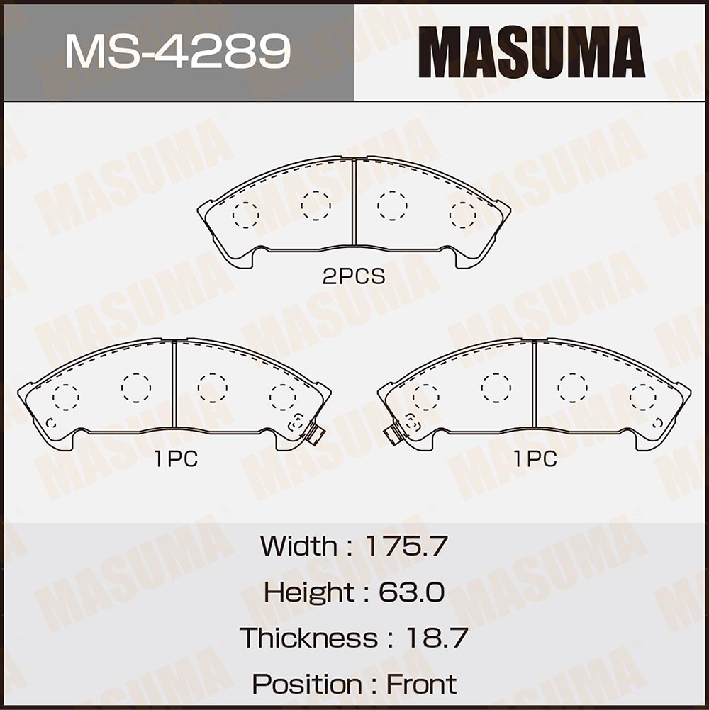 MS4289 Masuma Колодки тормозные задние дисковые к-кт от производителя по  спец цене купить в Химках