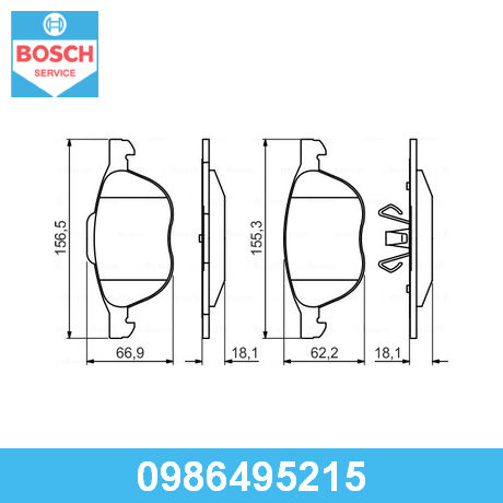 BOSCH 0986495215 Колодки тормозные передние к-кт
