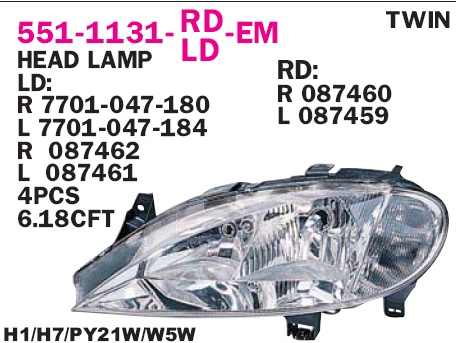 551-1131R-LD-EM Depo от 6312 руб. для Renault Megane I 1999-2004 в Москве