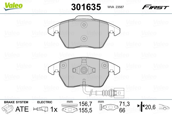 Valeo 301635 Колодки тормозные передние к-кт