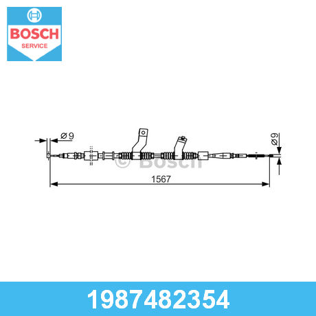 Трос стояночного тормоза правый