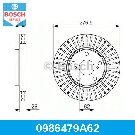 BOSCH Диск тормозной передний вентилируемый 5 отв.