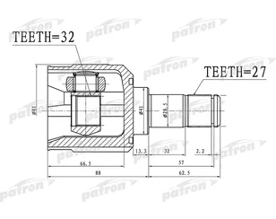 ШРУС внутренний передний для Mitsubishi Galant (DJ,DM) 2003-2012 новый