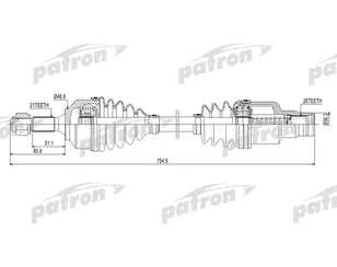 Полуось передняя правая для Citroen C3 2002-2009 новый