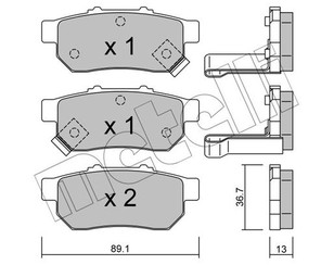 Колодки тормозные задние дисковые к-кт для Honda Prelude 1988-1991 новый