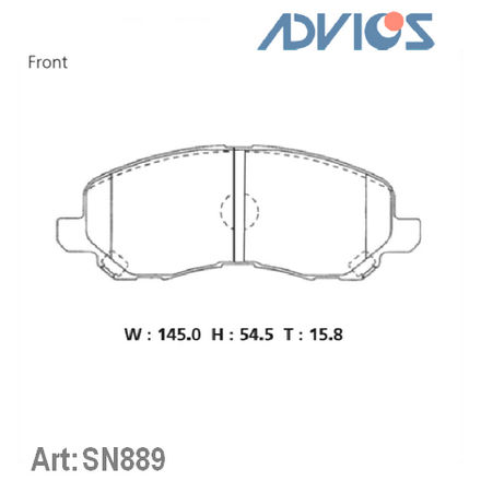 SN889 ADVICS Колодки тормозные передние к-кт от производителя по спец ...
