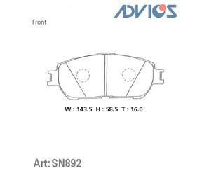 Колодки тормозные передние к-кт для Toyota Solara 2003-2009 новый