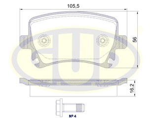 Колодки тормозные задние дисковые к-кт для Audi A4 [B7] 2005-2007 новый
