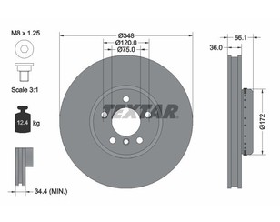 Диск тормозной передний вентилируемый правый для BMW 7-serie F01/F02 2008-2015 новый