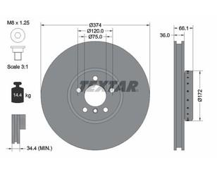 Диск тормозной передний вентилируемый левый для BMW 7-serie F01/F02 2008-2015 новый