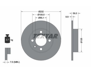 Диск тормозной задний для Seat Ibiza III 1999-2002 новый