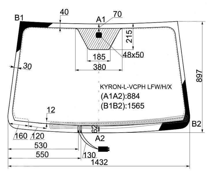 Стекло кузова боковое (не опускное) (Слева/ Цвет зеленый) Hyundai H1 97-07 / Starex 97-07