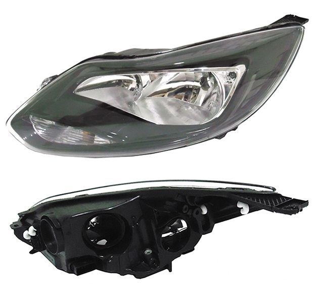 Фара Ford Focus 10-15 (Слева/ Галоген/ С электрокорректором/ Чёрная)