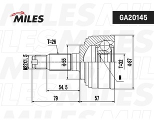 ШРУС наружный передний для Honda Accord V 1993-1996 новый