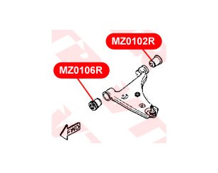 Сайлентблок переднего рычага задний для Mazda 626 (GD) 1987-1992 новый