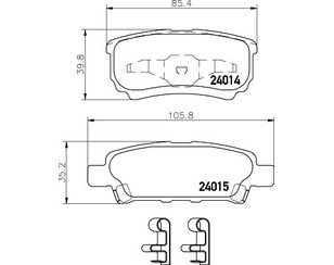 Колодки тормозные задние дисковые к-кт для Mitsubishi Outlander (CU) 2001-2008 новый