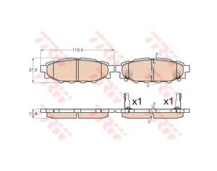 Колодки тормозные задние дисковые к-кт для Subaru Impreza (G13,G23) 2012-2016 новый