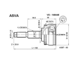 ШРУС наружный передний для Volvo S80 1998-2006 новый