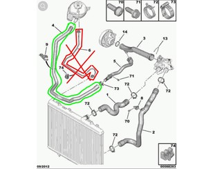 Шланг системы охлаждения для Peugeot 408 2012> новый