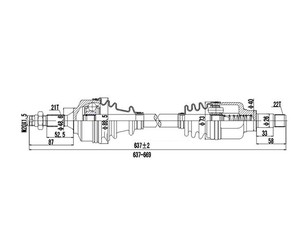 Полуось передняя левая для Citroen C2 2003-2008 новый