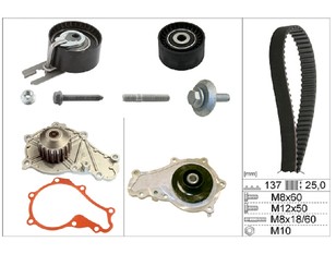 Насос водяной (помпа) + к-кт ремня ГРМ для Peugeot 407 2004-2010 новый