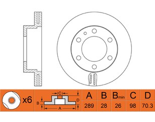 Диск тормозной передний вентилируемый для Mazda BT-50 2006-2012 новый