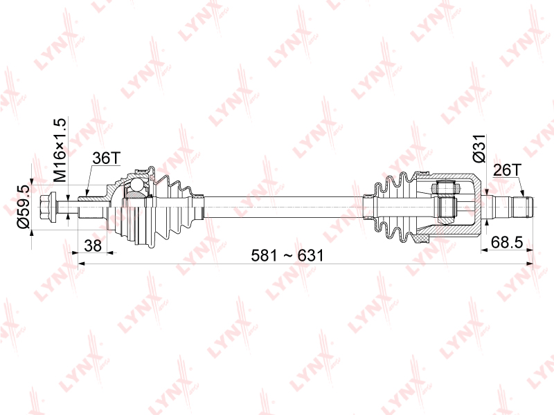 Полуось передняя левая