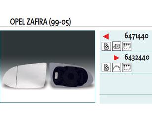 Стекло зеркала электрического левого для Opel Zafira A (F75) 1999-2005 новый