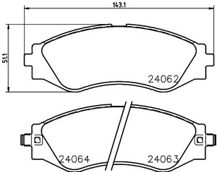 Колодки тормозные передние к-кт для Chevrolet Evanda 2004-2006 новый