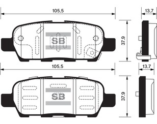Колодки тормозные задние дисковые к-кт для Nissan Tiida (C11) 2007-2014 новый