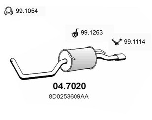 Глушитель основной для Audi A4 [B5] 1994-2001 новый