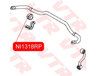 Втулка (сайлентблок) заднего стабилизатора для Nissan Qashqai+2 (JJ10) 2008-2014 новый